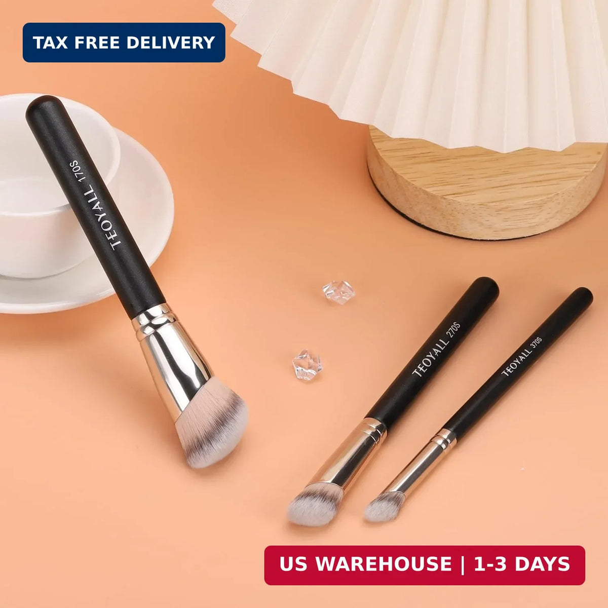 Makeup Brush Set with Angled Synthetic Kabuki Brushes for Foundation & Contour