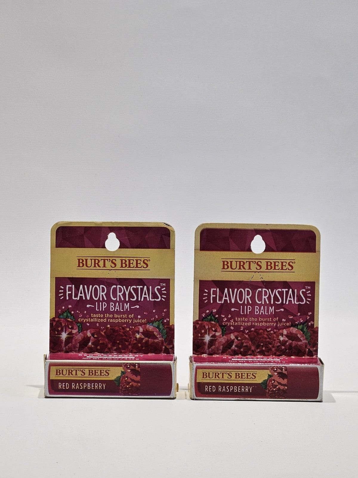 2 Pack Burt's Bees Lip Balm Crystals Red Raspberry - Nourishing Natural Lip Care