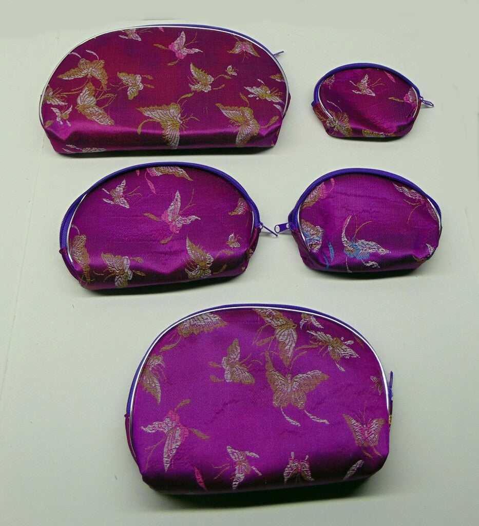 5-Piece Nested Pouch Set with Zipper, Lined for Jewelry, Cosmetics, Gifts