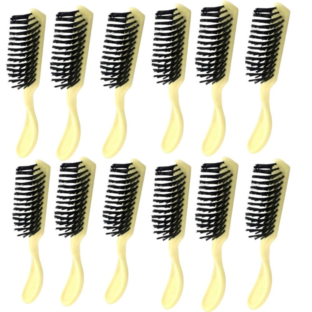 Hospital Hair Brushes Pack of 12 - Ivory Plastic Handle, 7-inch Adult Hair Combs