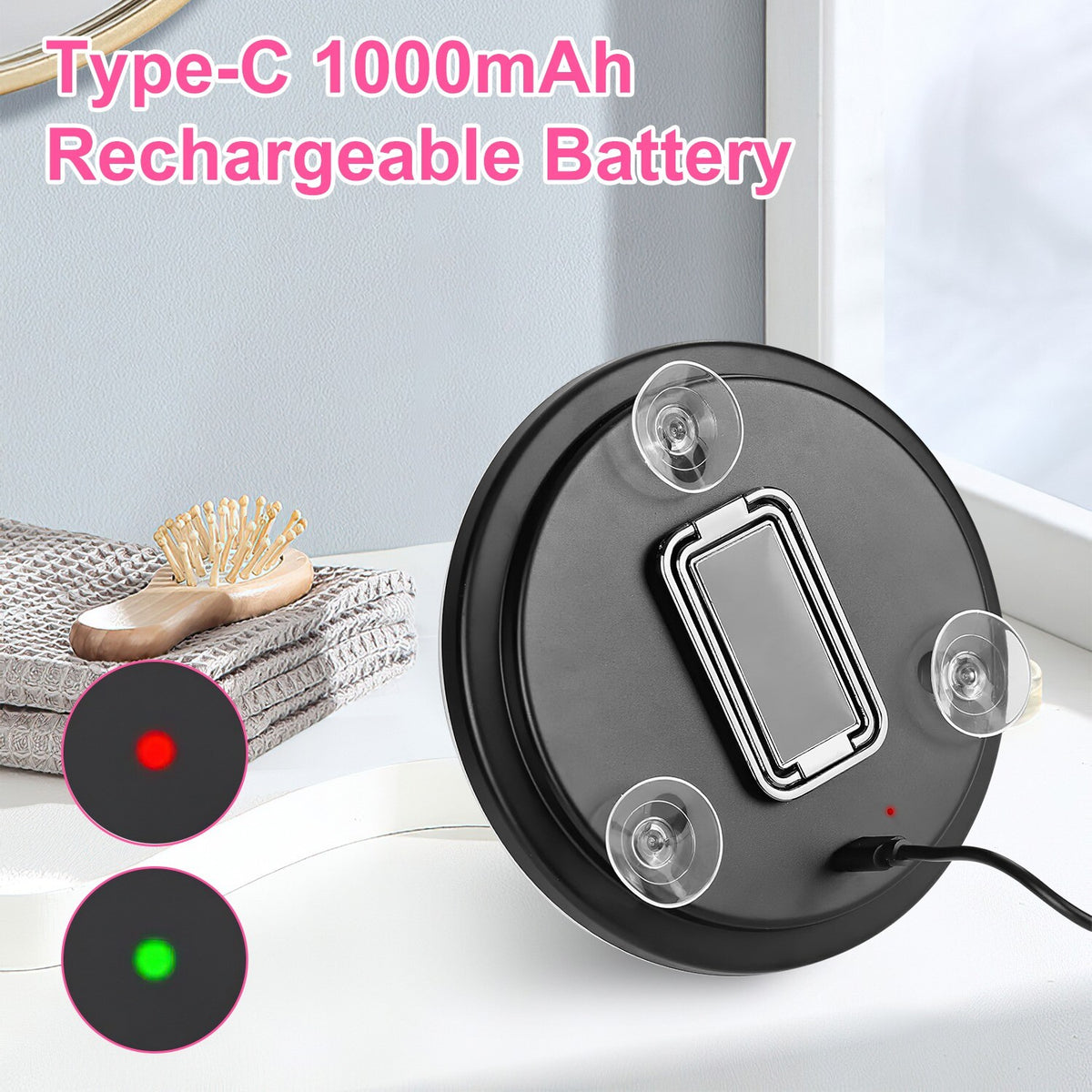Lighted Magnifying Makeup Mirror with 3 Dimmable LED Colors - Travel Compact
