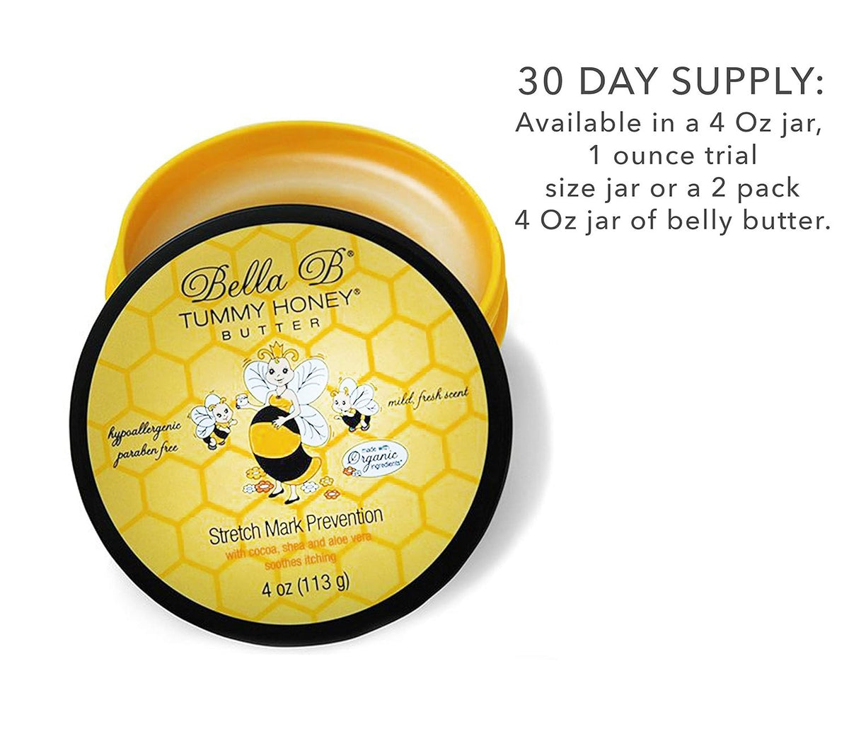 Bella B 4oz Tummy Honey Butter Pregnancy & Baby Safe, for Fading