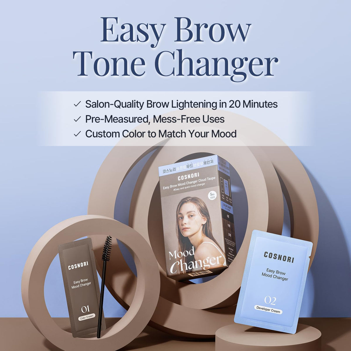 Brow Tinting Kit with Soft Ash Brown Shade for Natural Look - Easy At-Home Application