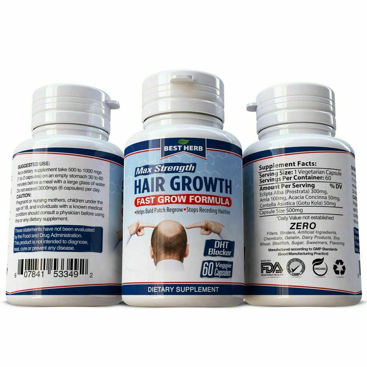 Hair Growth Vitamin - 60 Capsules for Hair Loss & Baldness