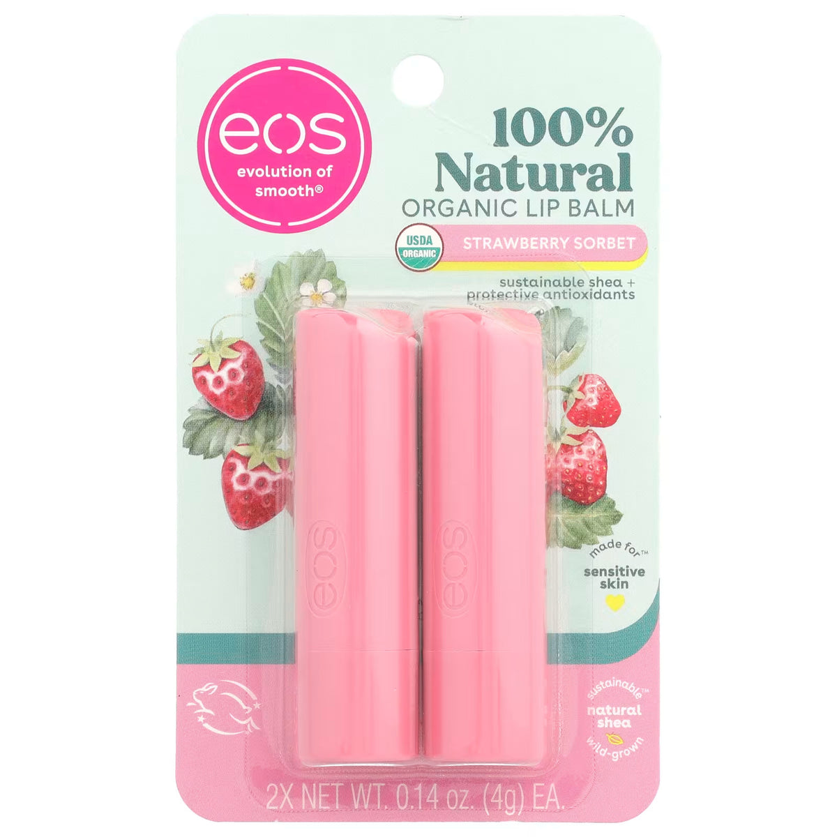 Natural Shea Lip Balm Set - Strawberry Sorbet Flavor, 6-Pack