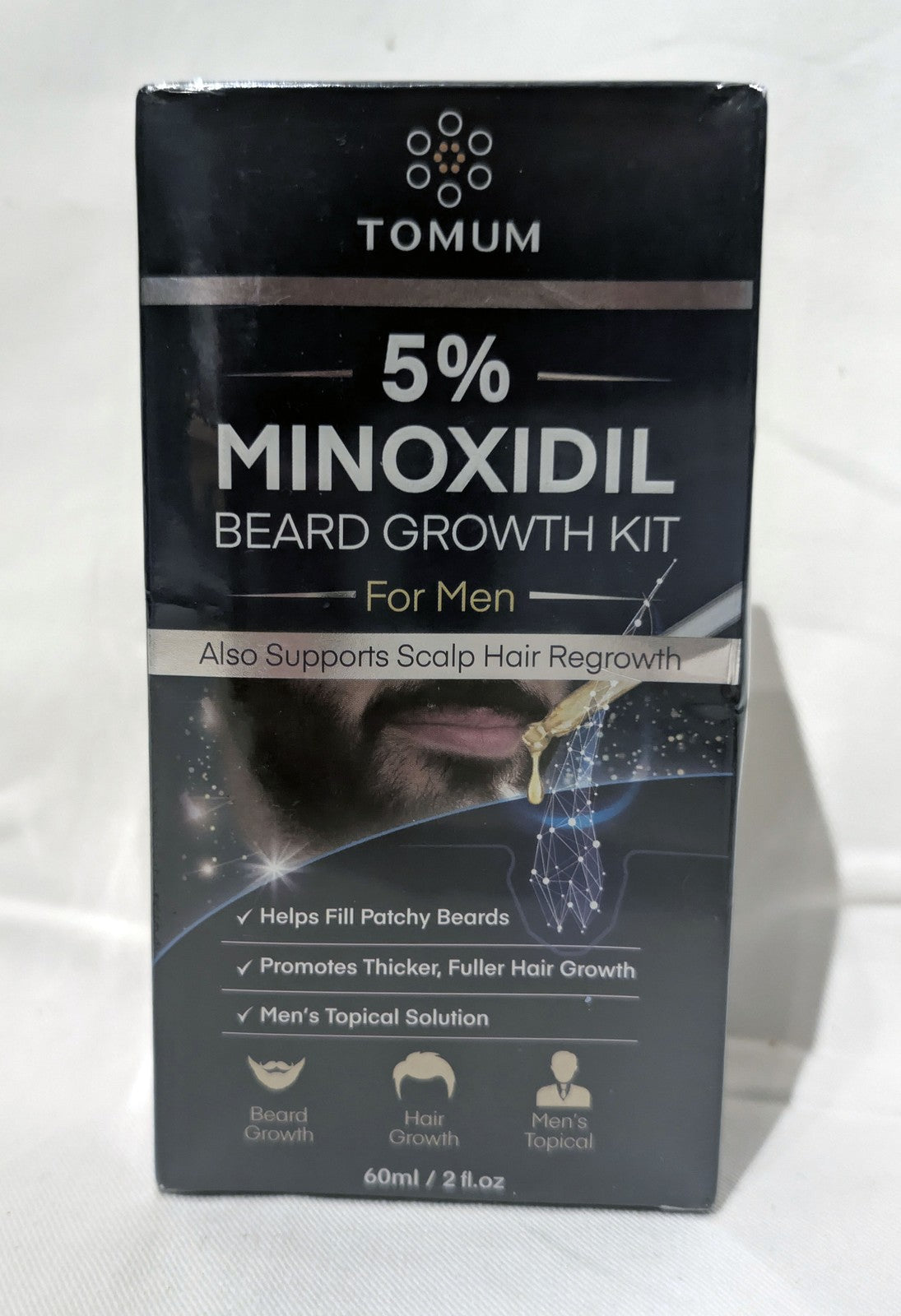 TOMUM 5% Minoxidil Beard Growth Kit For Men - 2 fl oz Topical Serum