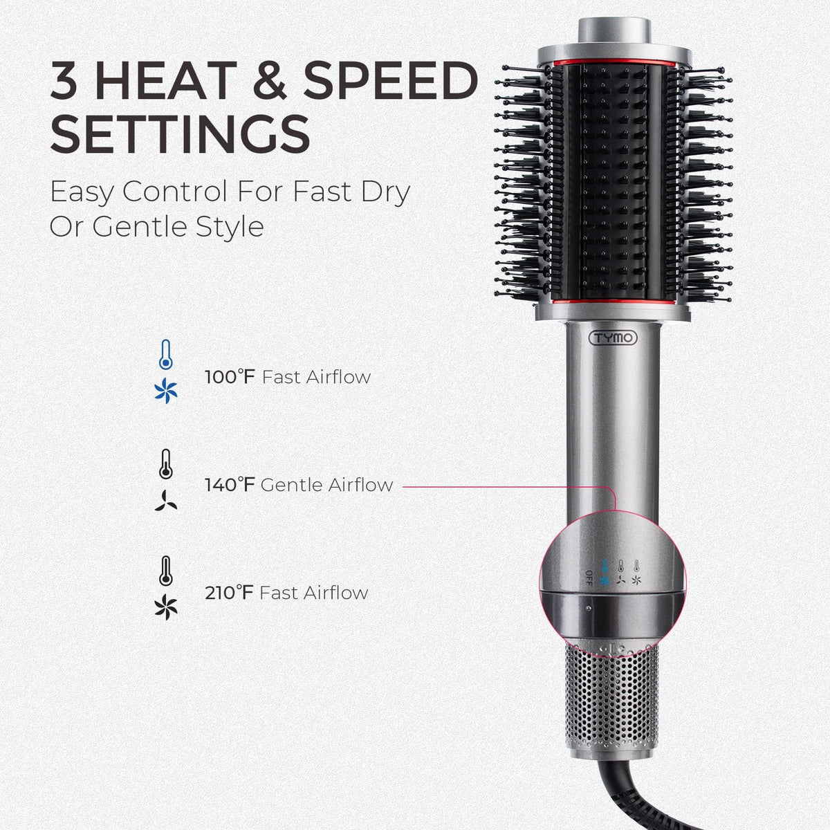 TYMO 4.0 Hair Blow Dryer Brush - Lightweight 3X Faster Drying Metal