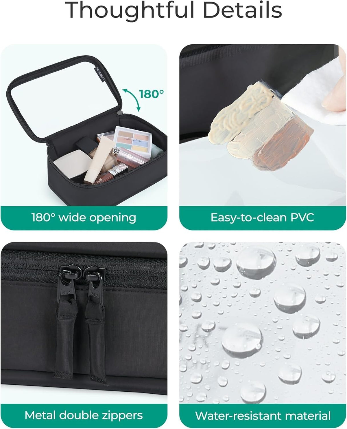 Water-Resistant TSA Makeup and Toiletry Bag with Clear PVC Panel