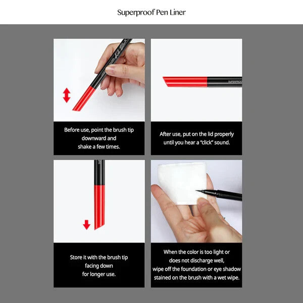 Waterproof Liquid Eyeliner Pen Set - Brown, Smudge-Proof, K-Beauty