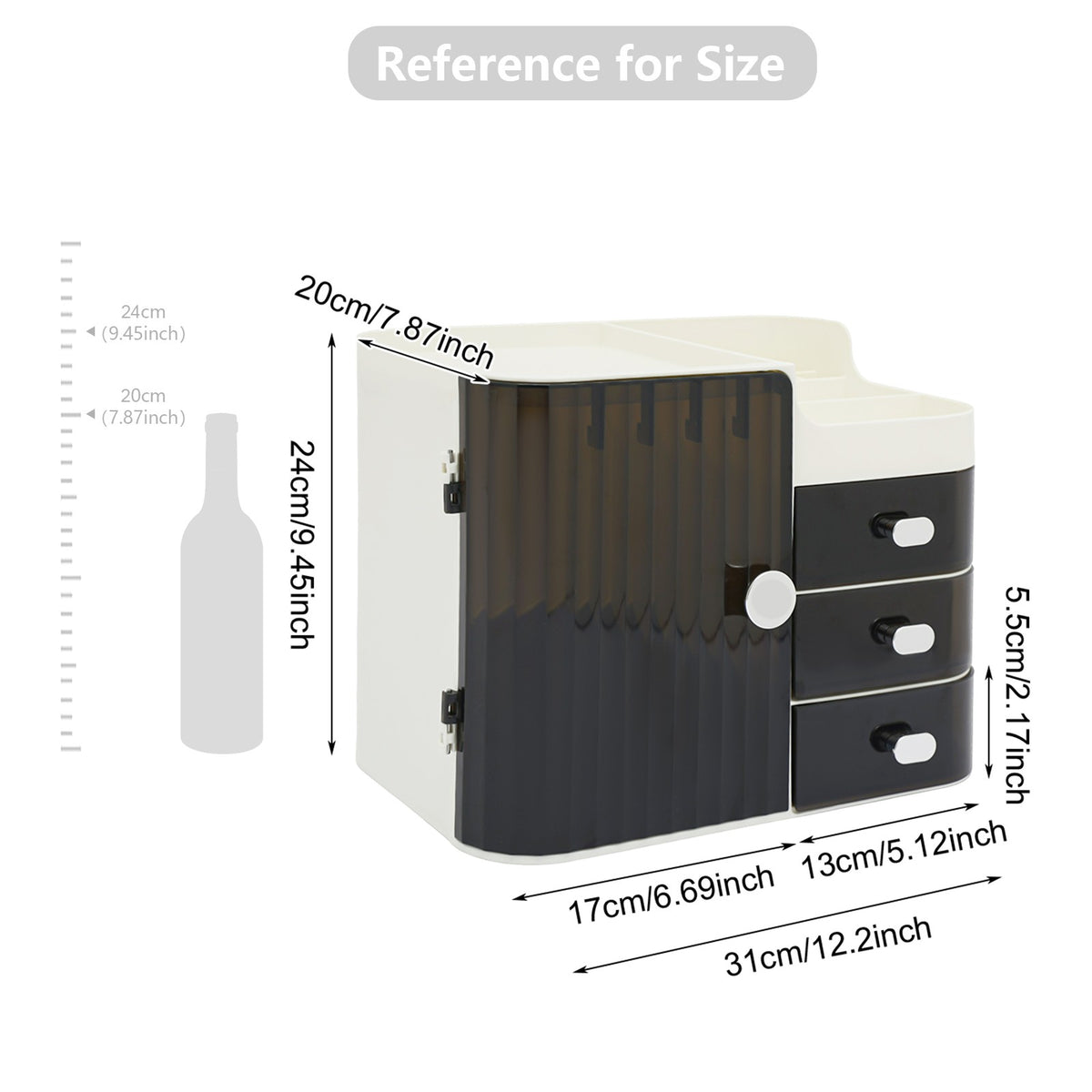 Tiered Makeup Organizer with Mirror and Multiple Compartments for Cosmetics