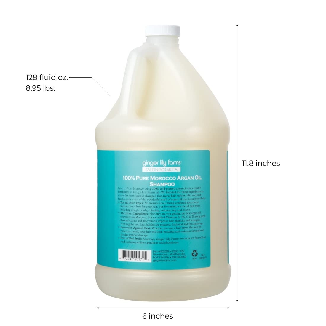Moroccan Argan Oil Shampoo for All Hair Types - 128oz Natural & Cruelty-Free