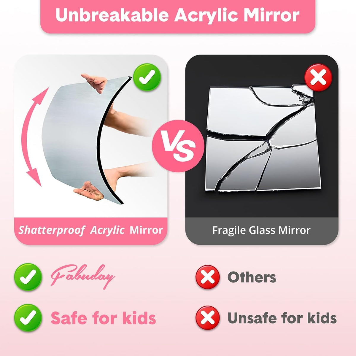 Lighted Hanging Mirror for Dance Backstage - Foldable, Rechargeable, 12.3 x 11.5 Inch, Berry