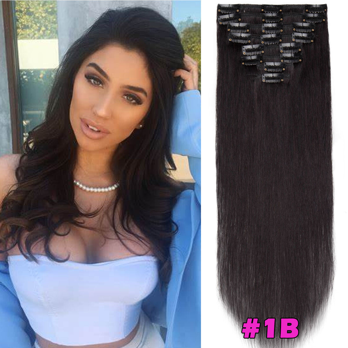 Seamless Clip-In Human Hair Extensions - Full Head Remy Hair Wefts