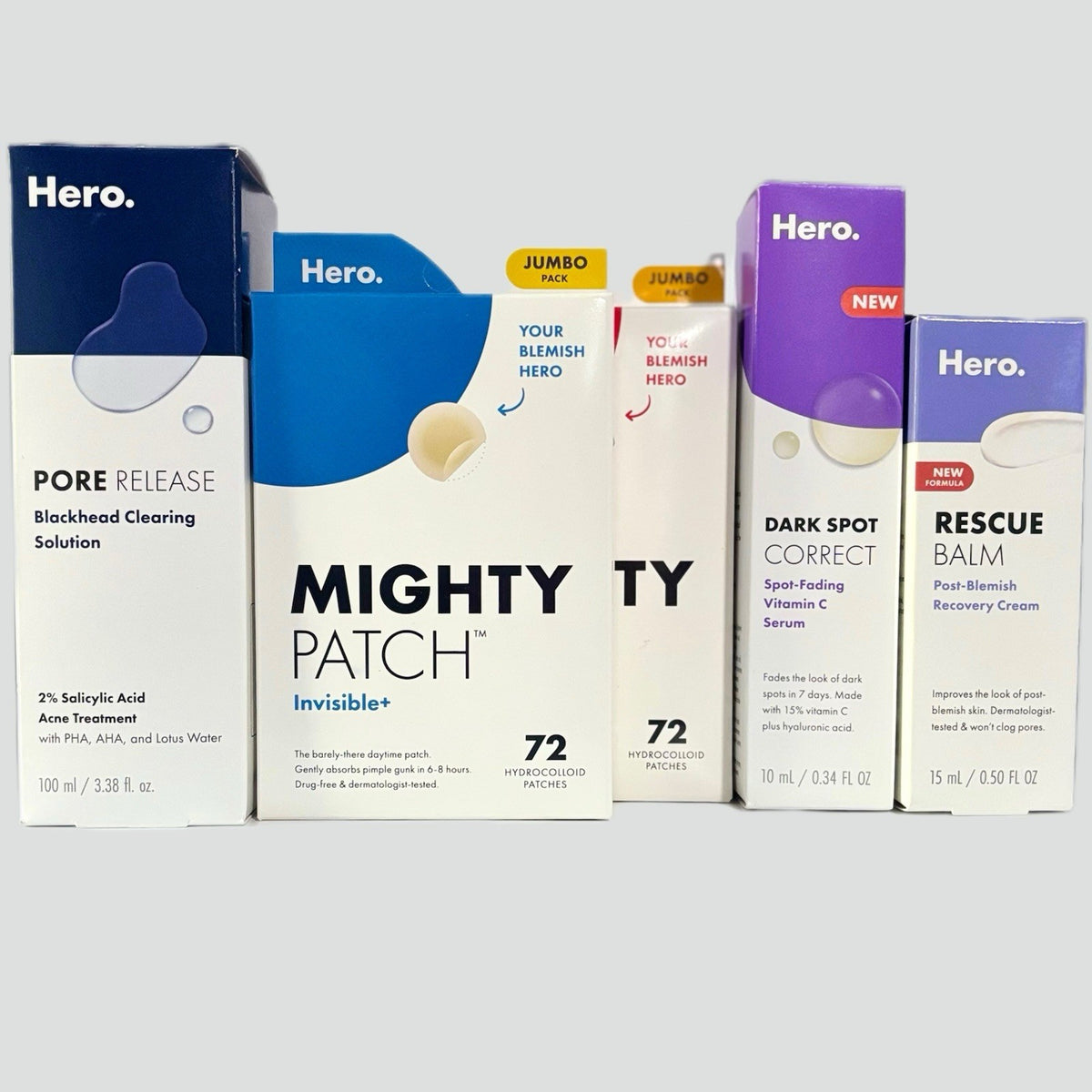 Skincare Bundle for Acne & Blemish Prone Skin - 5-Piece Set with Patches & Serums