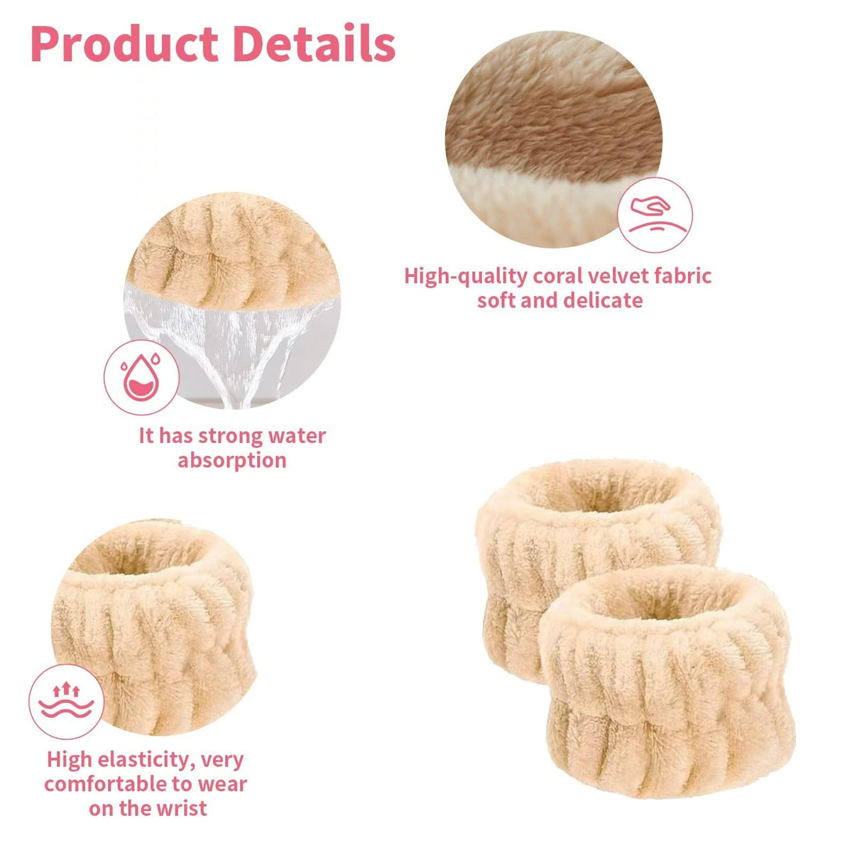 8Pcs Microfiber Face Washing Wristbands Spa Absorbent Headbands