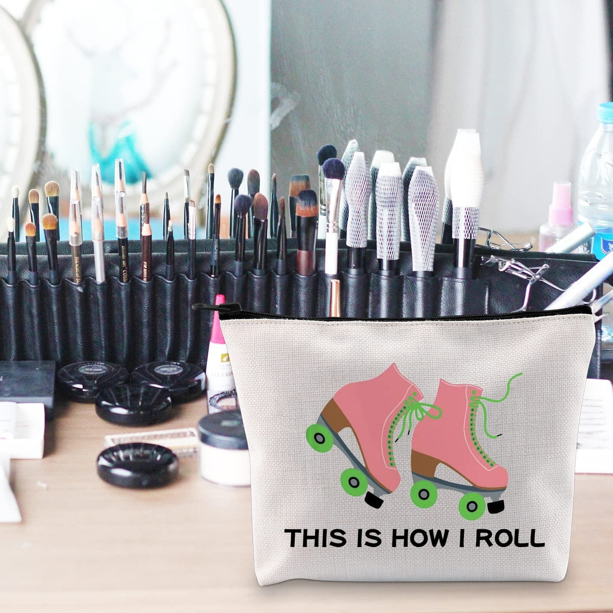 Roller Skater Gift Makeup Bag - Cute Travel Cosmetic Organiser
