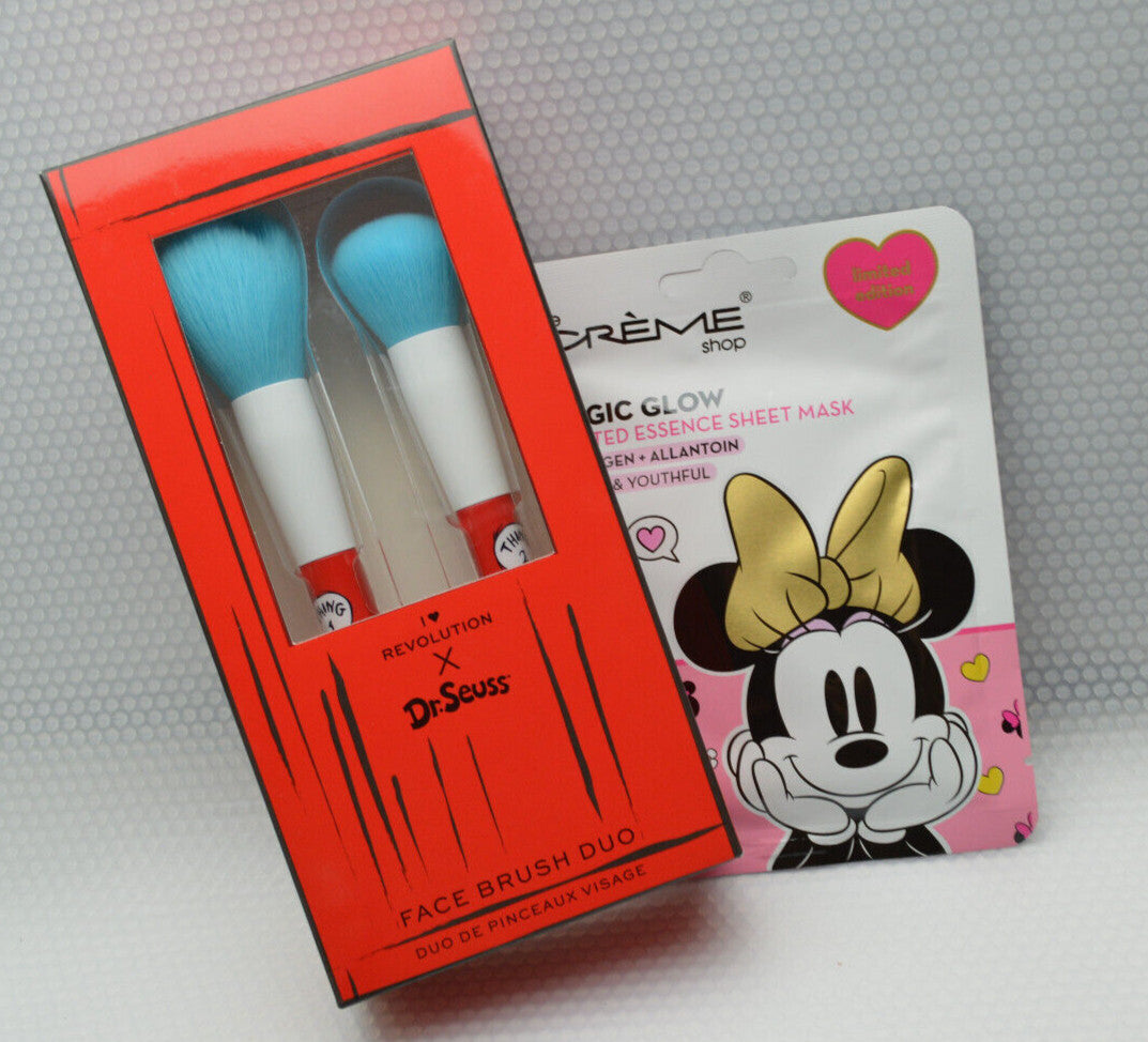 Dr. Seuss Themed Makeup Brush Duo Set - Synthetic Face Brushes for Blush & Powder