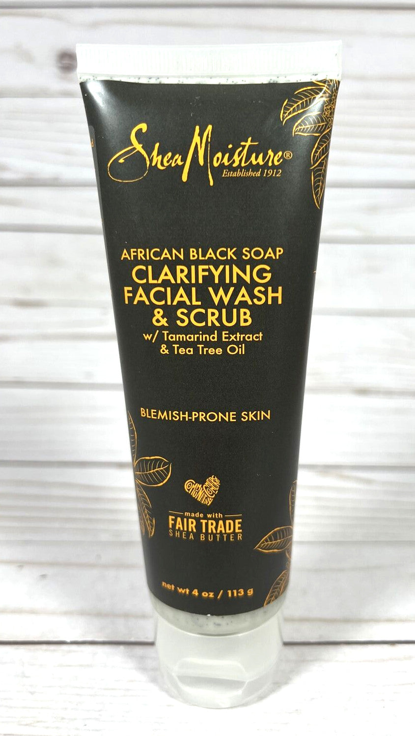 Shea Moisture Clarifying Facial Wash & Scrub African Black Soap 4oz