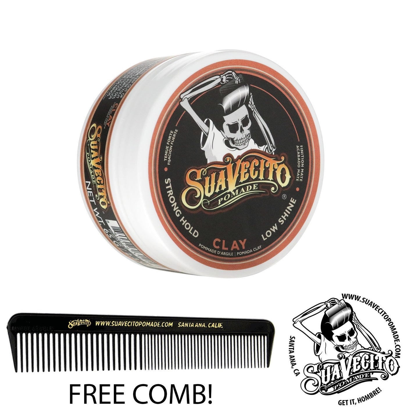 Matte Clay Hair Pomade - Strong Hold, Natural Finish, 2.3 oz