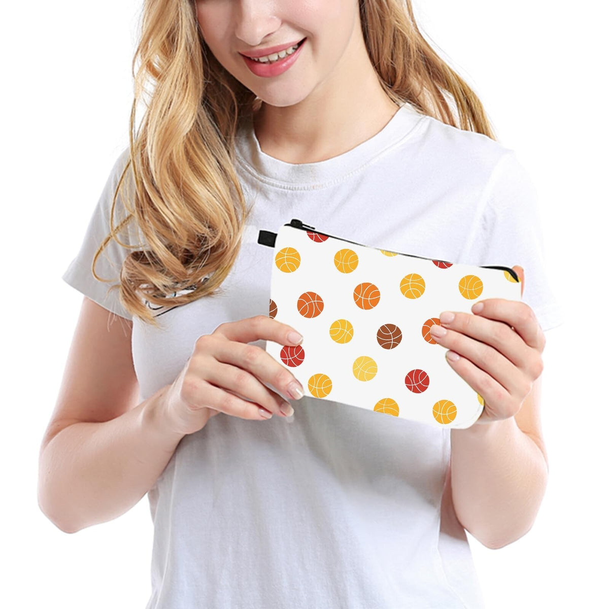 Basketball Makeup Bag Travel Cosmetic Organizer for Women and Girls