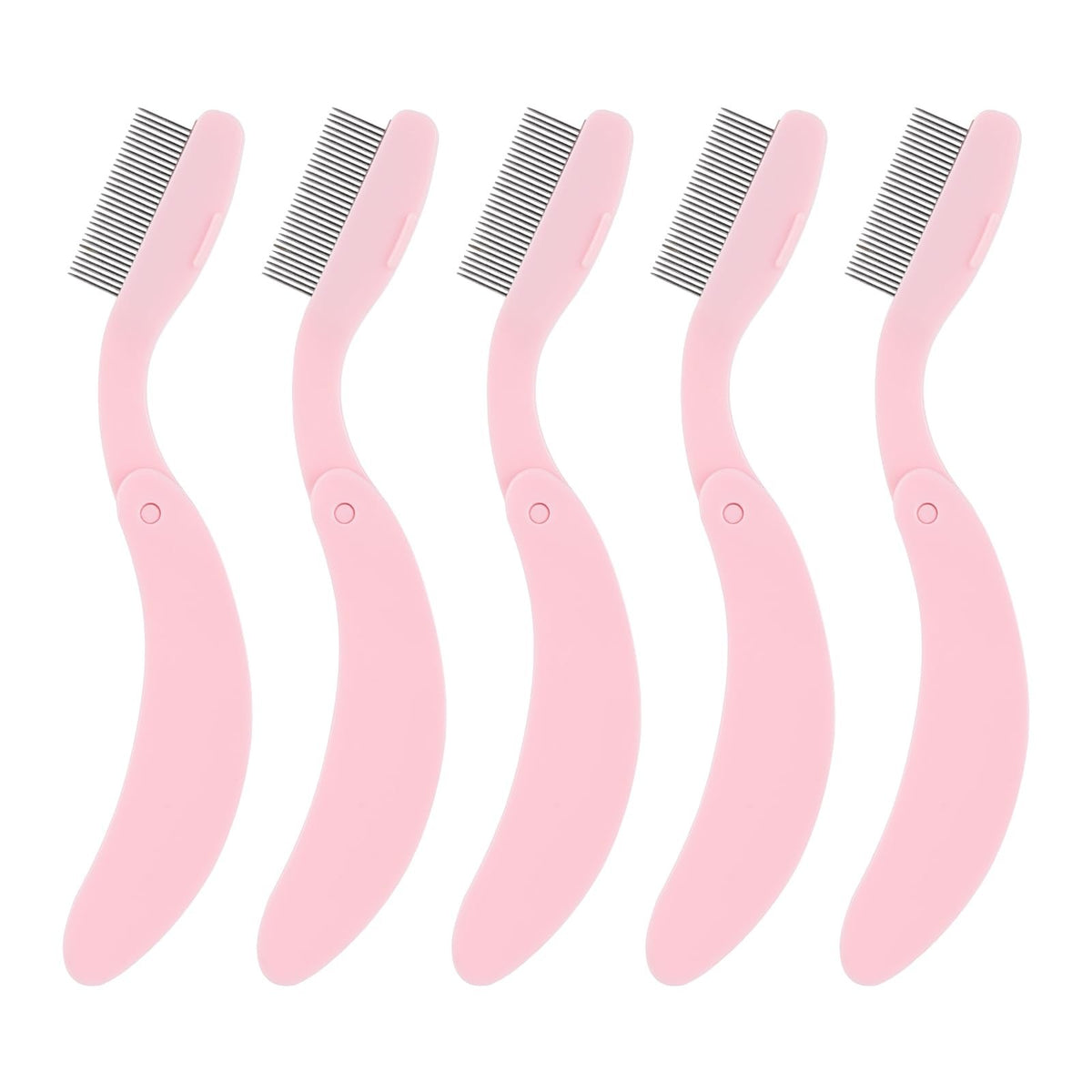 Pink Folding Eyelash Comb Separator Tool for Lash and Brow - 5 Pack