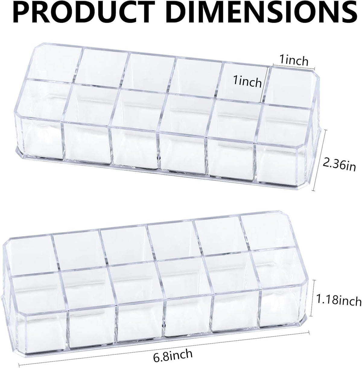 Acrylic Lipstick Organizer Case - 12 Slots Cosmetic Storage Box