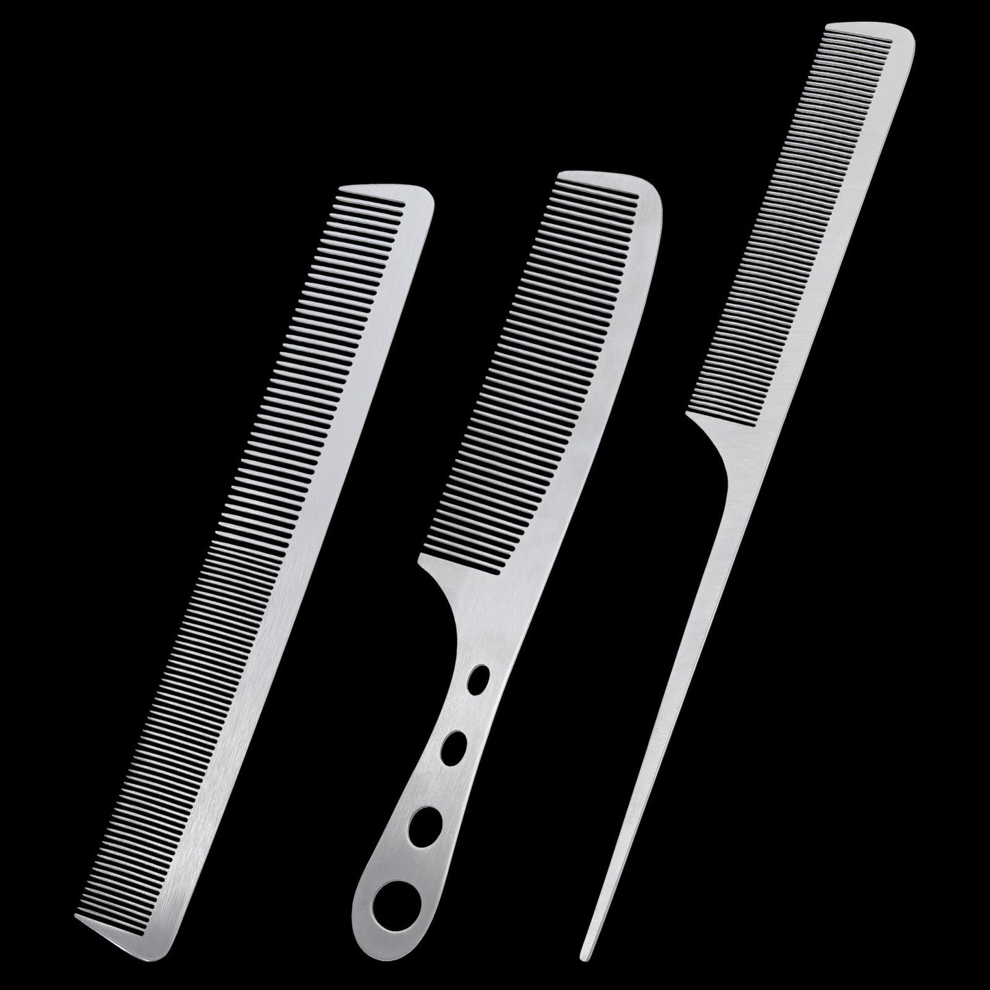 Metal Fine Tooth Comb Set - Stainless Steel Detangling & Styling Tools