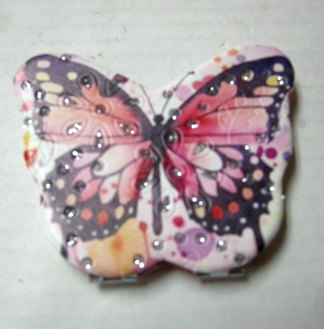 Multicolor Butterfly Cosmetic Mirror - Handheld 2-in-1 Folding Magnifying & Regular Mirror