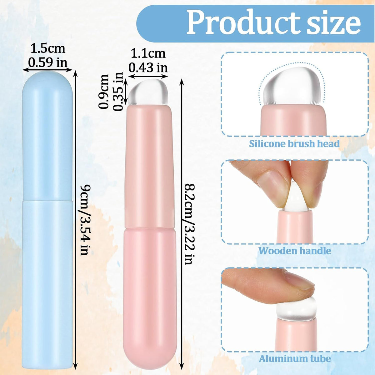 3-Pack Silicone Lip Brush Set - Reusable Lip Balm & Mask Applicators