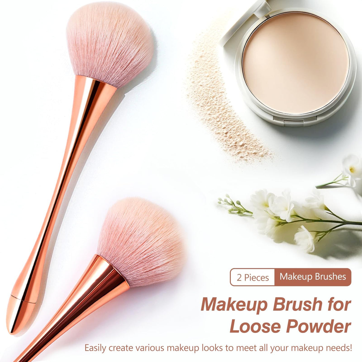 Large Mineral Powder Brush Set - 2-Piece Bronzer & Foundation Brushes