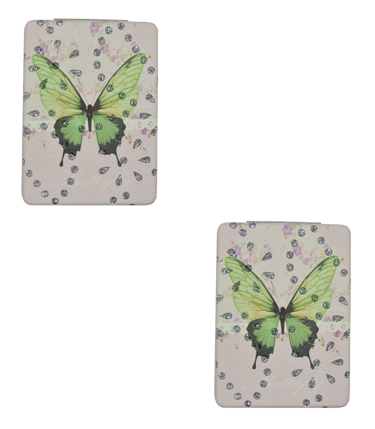 Double Compact Crystal Mirror with Rhinestones - 2 or 4 Pieces, 2.5x3.5 Inch