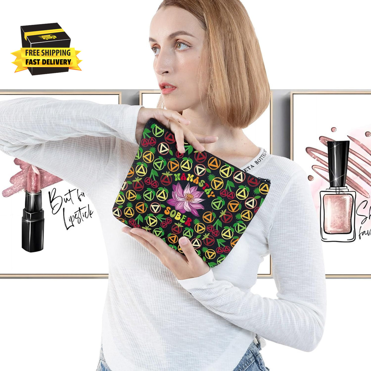 Sober Recovery Makeup Cosmetic Bag for Women - 12 Step Sobriety Gift