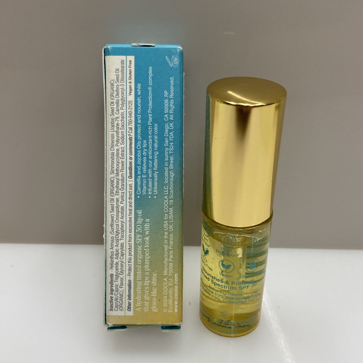 Organic Lip Oil with Golden Glow - Hydrating Lip Treatment, 0.11 Fl Oz