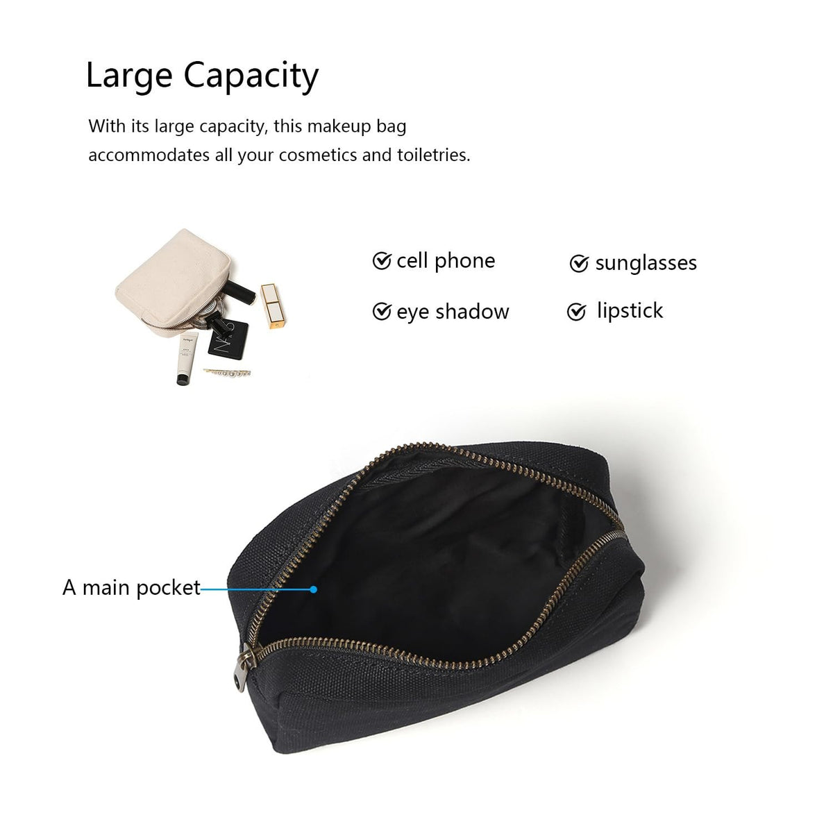 Sleek Versatile Cosmetic Bag for Makeup & Travel Organizer
