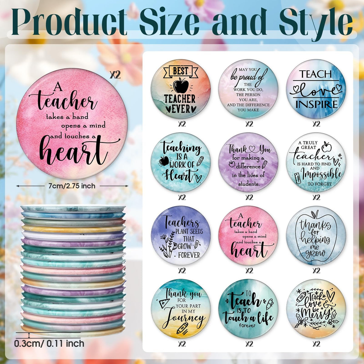 Teacher Appreciation Mini Pocket Mirror Set - 24 Vibrant Small Compact Mirrors