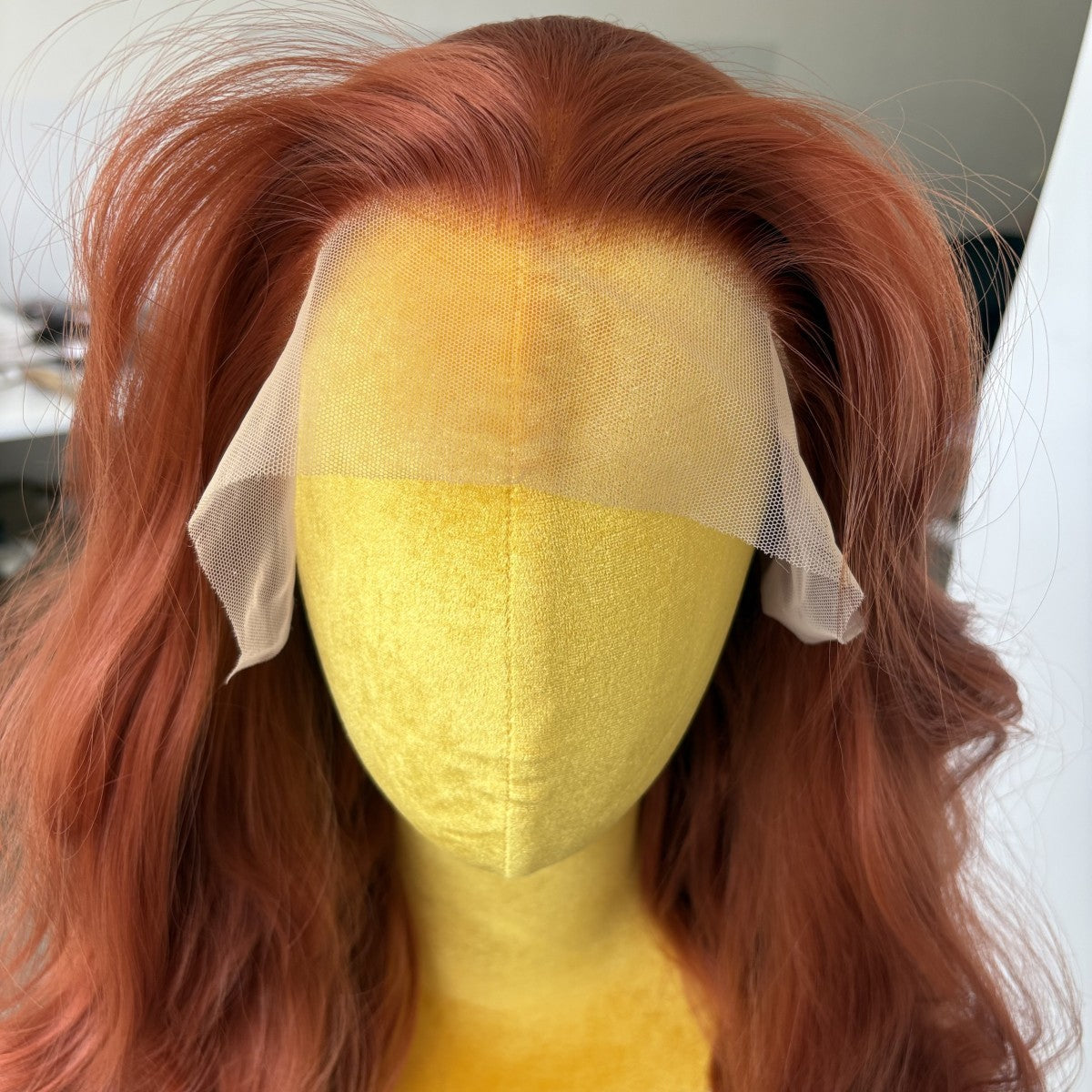Long Wavy Copper Red 13x4 Lace Front Wigs Synthetic Heat-Resistant Hair