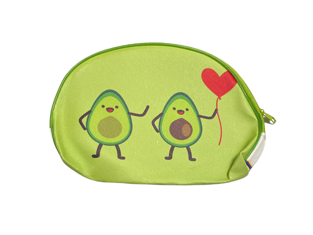 Large Avocado Theme Cosmetic Bag with Zipper - All Purpose Travel Organizer