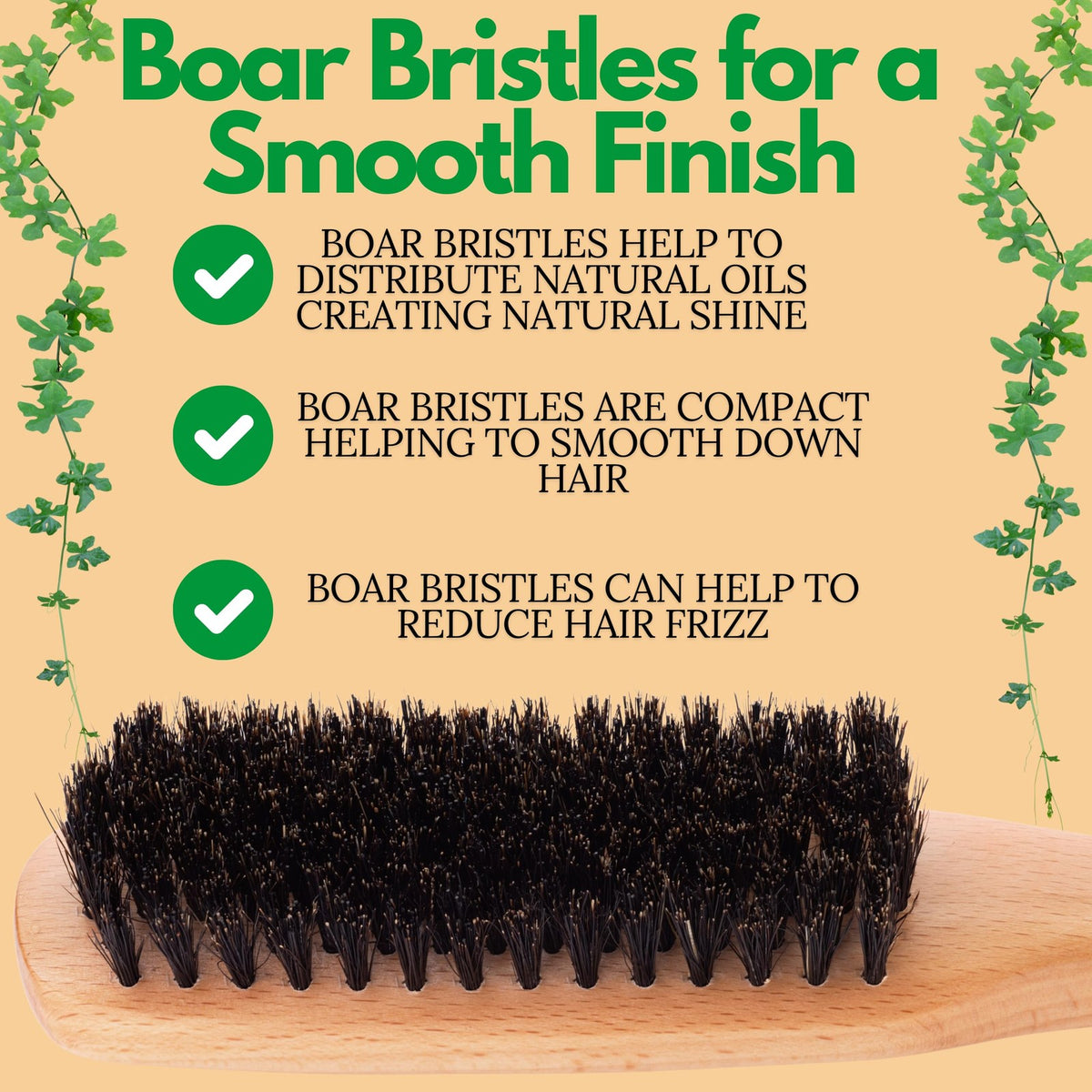 Boar Bristle Hair Brush for Slick Back Styling - Soft/Medium, Black