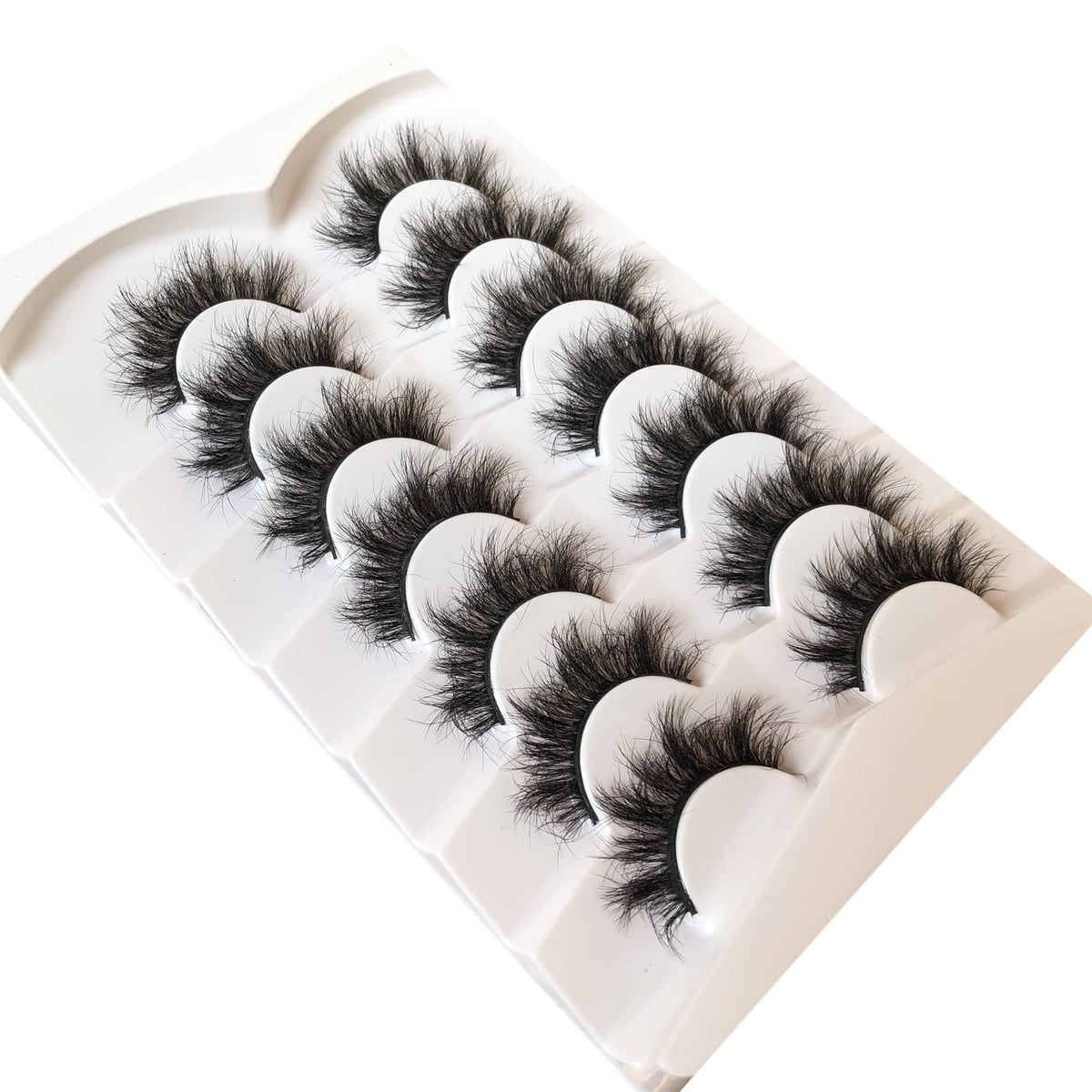False Eyelashes 8D Faux Mink Wispy Volume 7 Pairs - Black, Handmade, Cruelty-Free