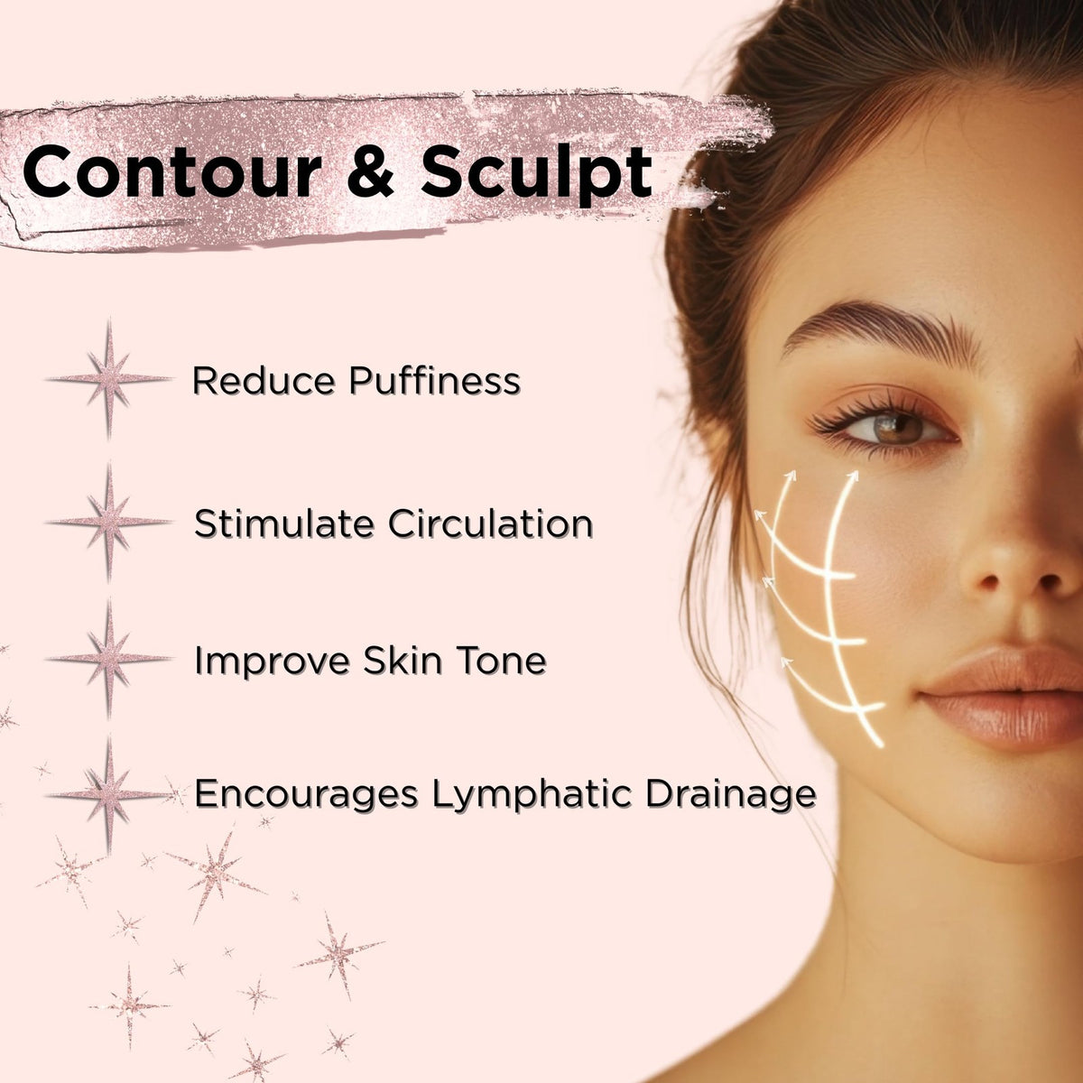 Lymphatic Face Brush for Puffiness Reduction - Rose Gold