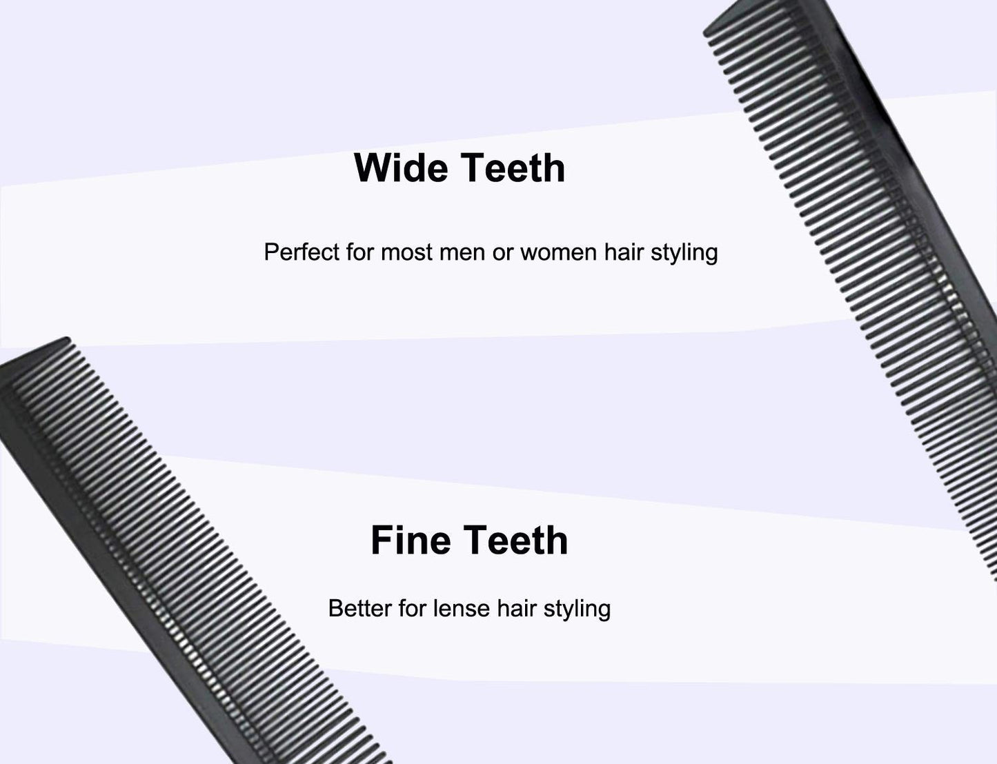 3 Pack Carbon Fiber Hair Cutting Combs - Professional Styling Tools Black