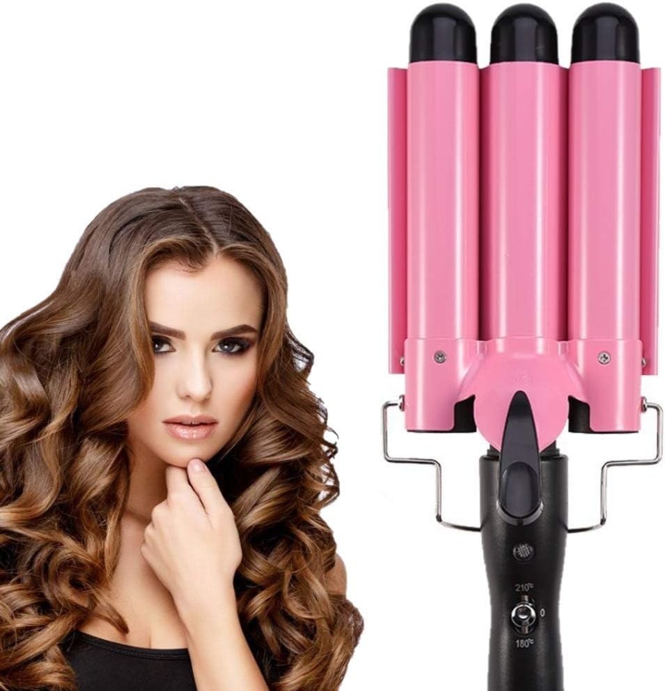 Ceramic 3 Barrel Curling Iron for Waves - Adjustable Temp & Fast Heat