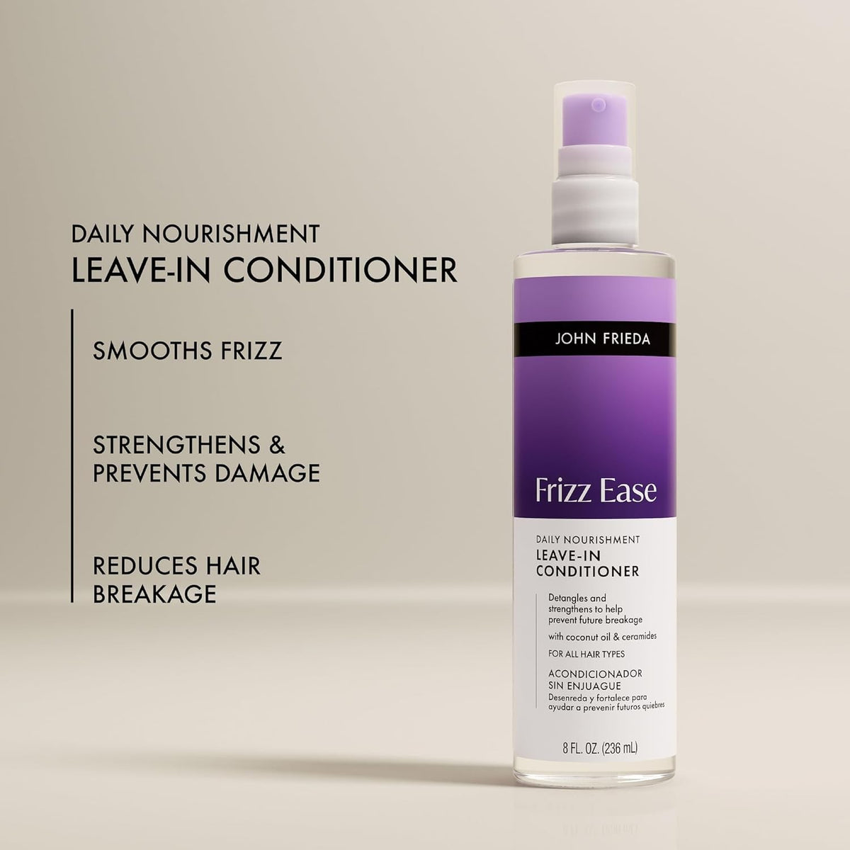 Hydrating Leave-In Conditioner for Frizzy Hair - 8 Fl Oz Nourishing Formula