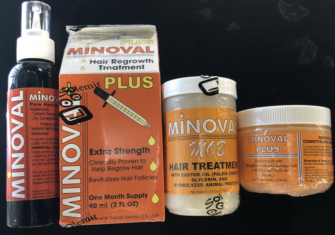 Minoval Plus Hair Treatment Kit with Dropper, Pomade & Castor Oil