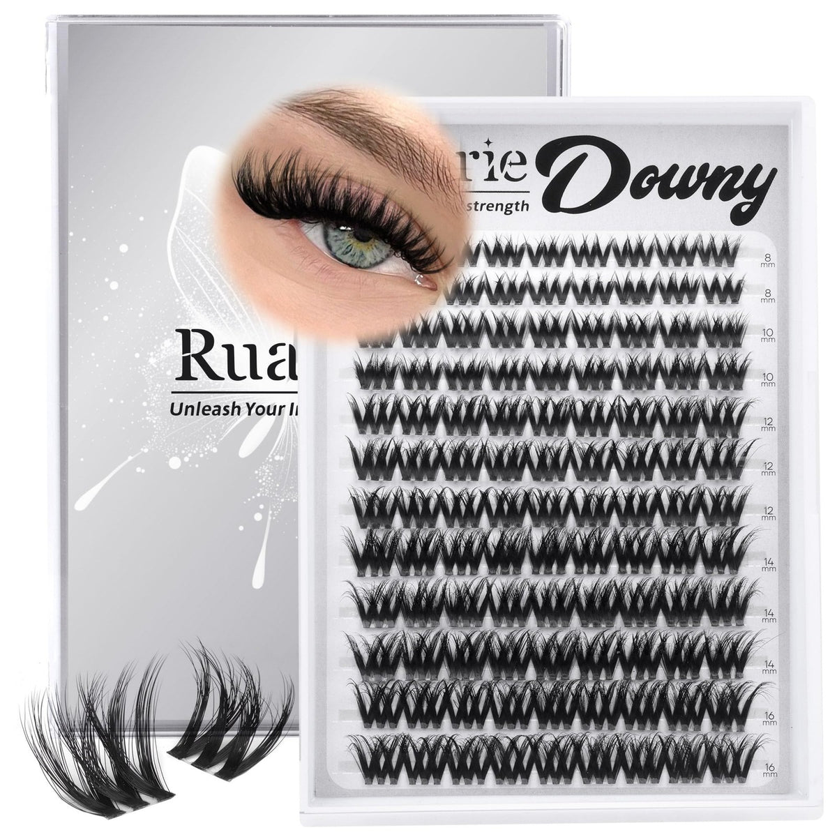 Wispy Fluffy Lash Clusters - Natural Volume False Eyelashes, Black