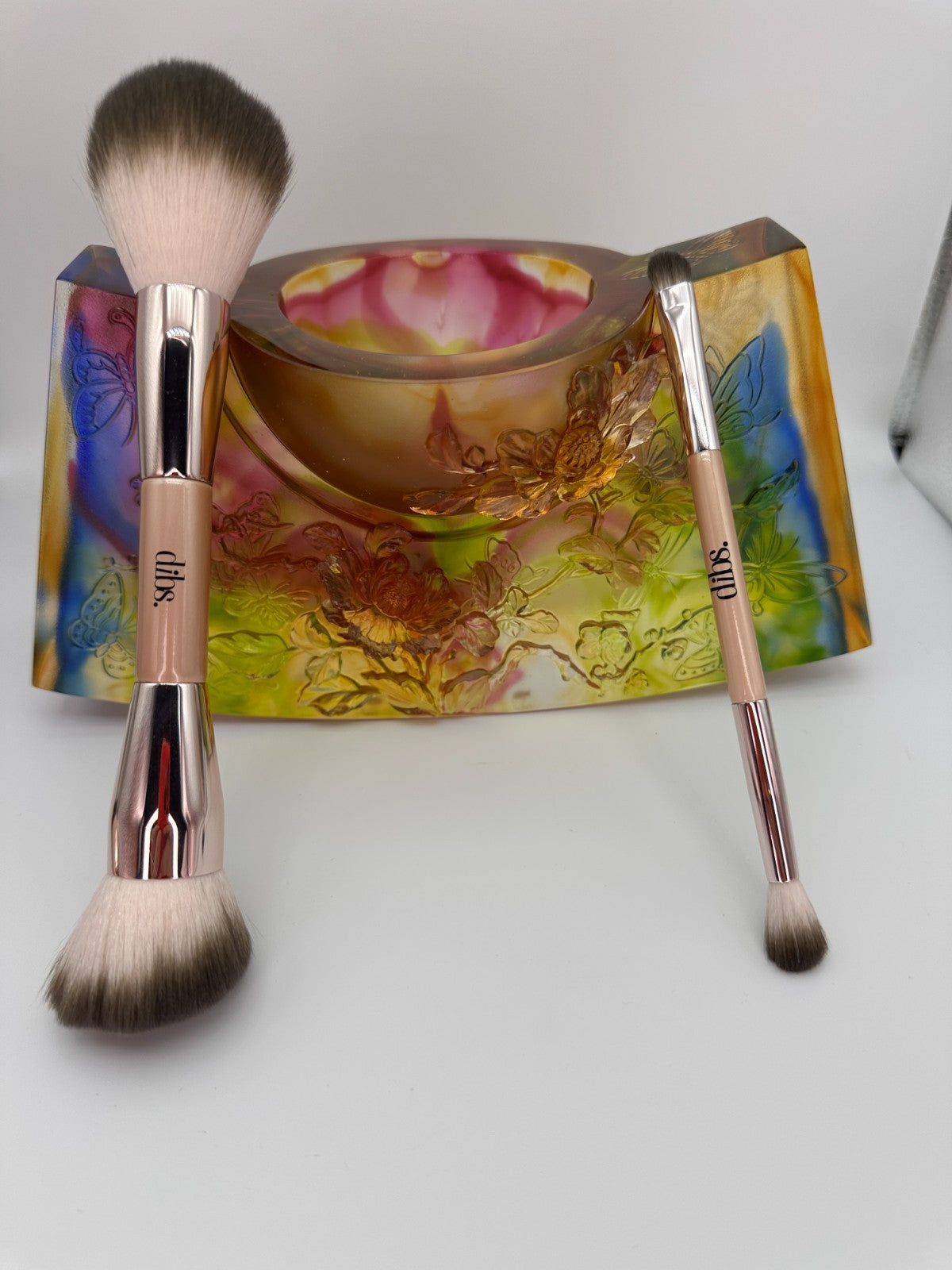 Double-Ended Face and Eye Makeup Brush Set - Professional 2-Piece Bundle