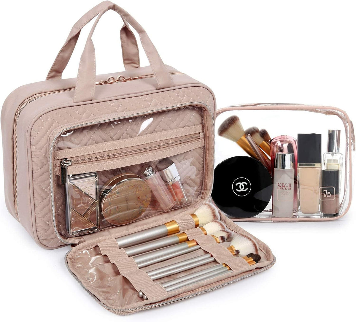 Travel Toiletry Bag with Hanging Hook and TSA Approved Transparent Cosmetic Bag