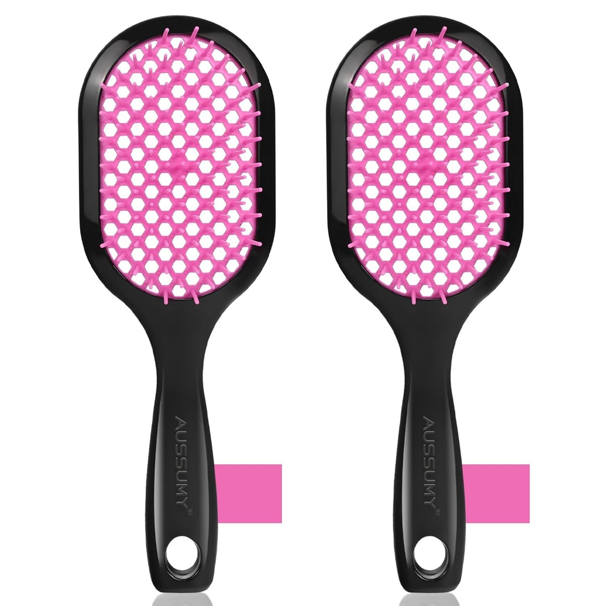 Vented Detangling Hair Brush Set for All Hair Types – Black & Pink