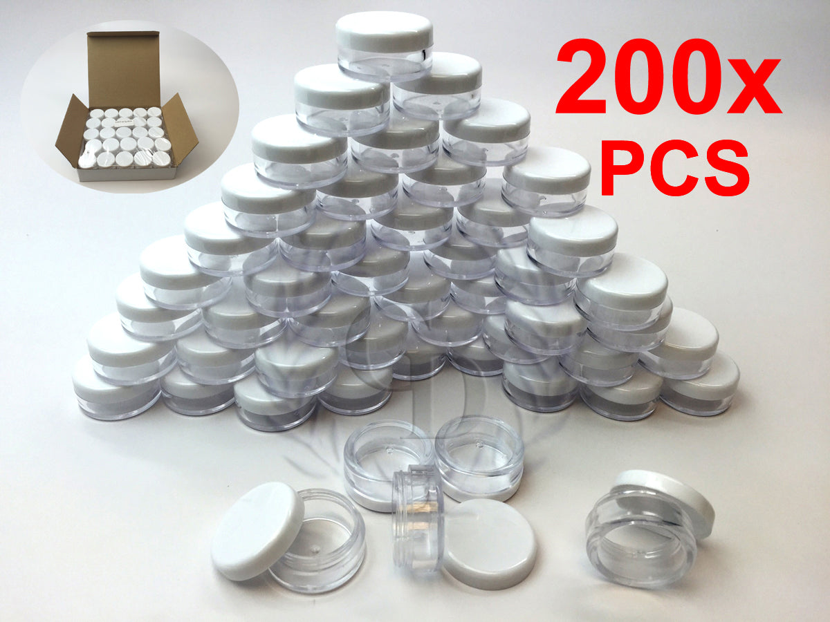 Clear Cosmetic Jars Set - 200 Pieces, 5g/5ml for Makeup & Lip Balm