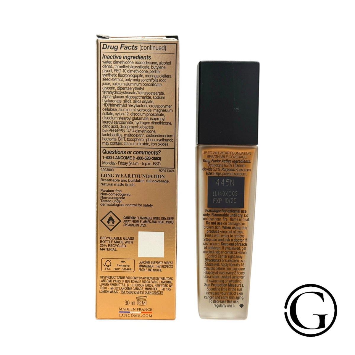 Lancôme Teint Idole Ultra Wear Foundation 1 oz 445 (N) Long-Lasting Matte Finish